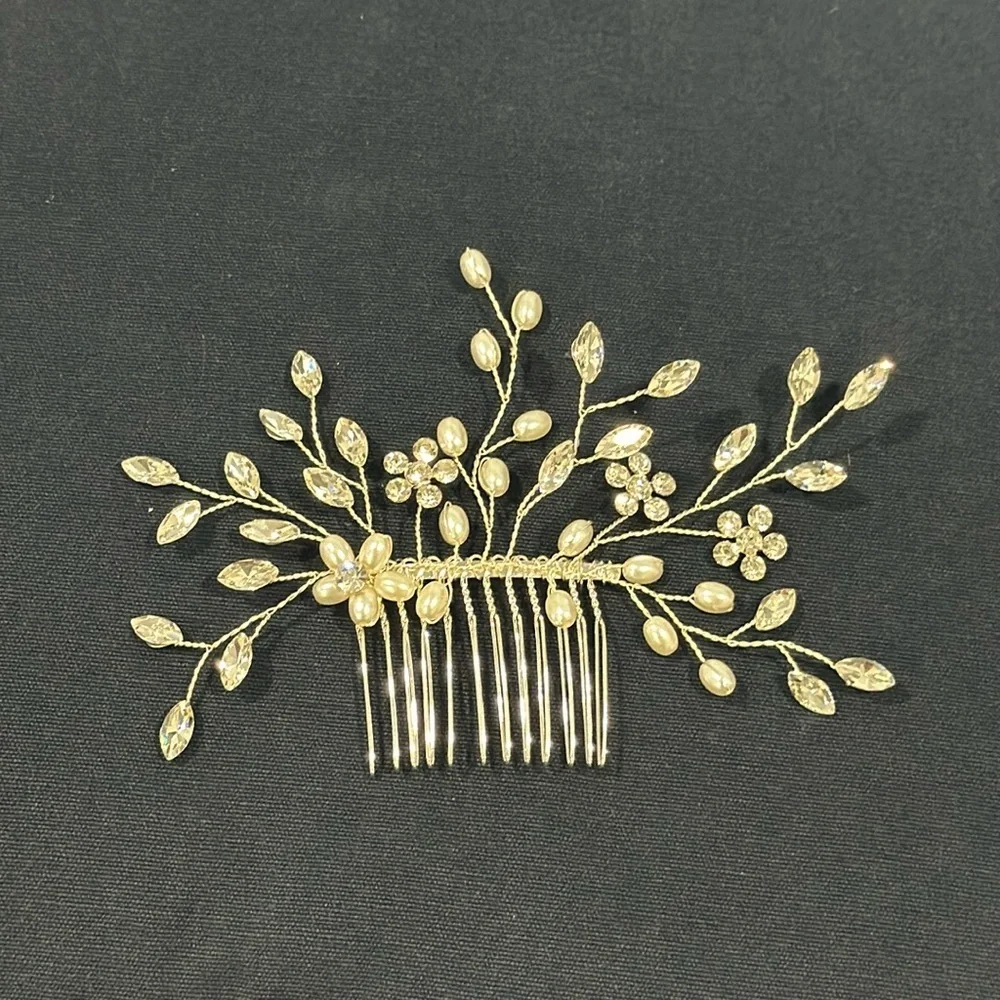 Women’s Hair Comb Clip Bridal Rhinestone Pearl Hair Accessory Boho Prom